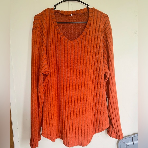 Tops - 5X Rustic Orange Long Sleeve Sweater- NWOT